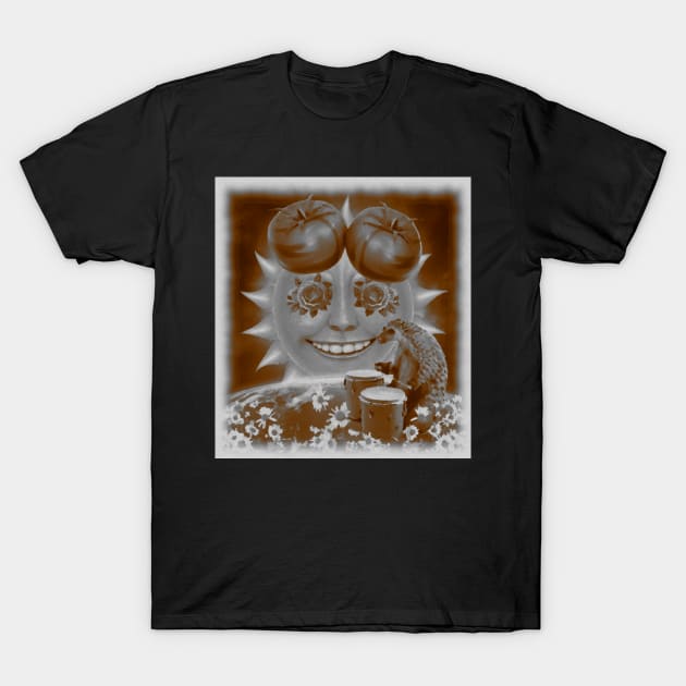 AI generated floral drum Pangolin with happy sun T-Shirt by Catbrat